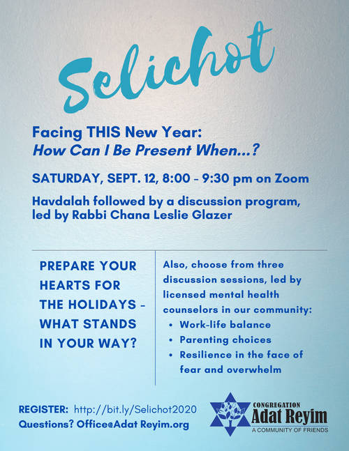 Banner Image for Selichot Discussion- Facing THIS New Year: How Can I Be Present When...